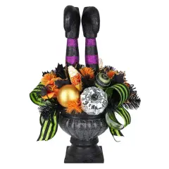 22.5" Black, Orange & Purple Witch Legs in Urn Tabletop D&eacute;cor by Ashland&reg;