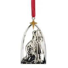3.75" Gold & Silver Nativity Scene Ornament