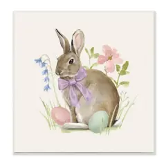 Stupell Industries Spring Bunny Rabbit Easter Eggs Blossoming Flowers Wall Plaque Art