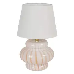 Hello Honey&reg; 18.5" Yellow & Cream Striped Hand-Blown Art Glass Table Lamp