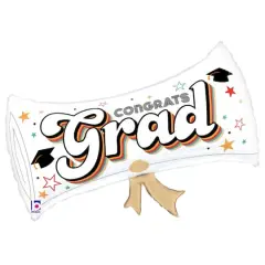 26" Retro Grad Diploma Shaped Foil Balloon
