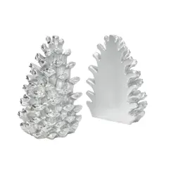 Hello Honey&reg; Pinecone Bookends Set Silver
