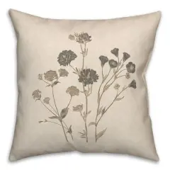 18" x 18" Charcoal Tan Botanicals Texture I Indoor & Outdoor Throw Pillow