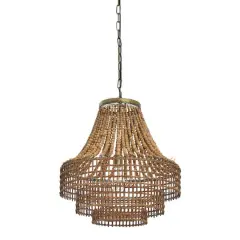 Hello Honey&reg; 23.5" Metal, Rattan and Wood Bead Chandelier