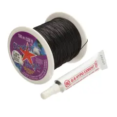Stretch Magic&reg; 0.7mm Black Bead & Jewelry Cord with Glue, 100m
