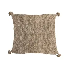 Hello Honey&reg; 60" Tan Woven Fabric Chunky Knit Throw with Tassels