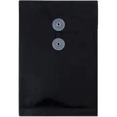 JAM Paper 6.25" x 9.25" Black Plastic Button String Closure Open End Envelopes, 24ct.