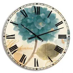 Designart 'Blue Cottage Flower Hydrangea I Farmhouse Wall Clock