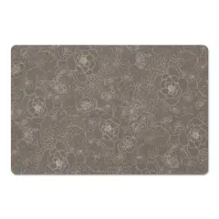 Line Floral Floor Mat Brown