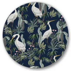 Designart - Chinoiserie With Birds and Peonies VII - Traditional Metal Circle Wall Art