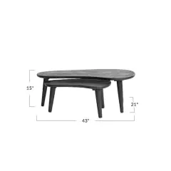 Hello Honey&reg; Black Modern Oblong Wood Nesting Tables Set