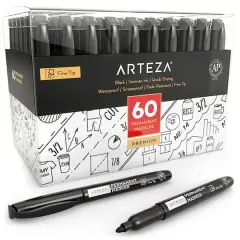 Arteza&reg; Black Fine Tip Permanent Marker Set