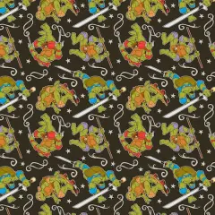 Nickelodeon TMNT Green & Black Turtle Action Cotton Fabric