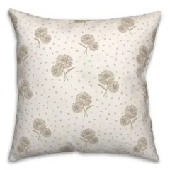 Floral Dots Throw Pillow Tan
