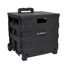 Everything Mary Collapsible Rolling Cart with Lid Black