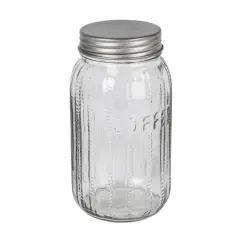 Hello Honey Coffee Embossed Glass Jar with Metal Lid