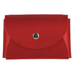 JAM Paper Italian Leather Business Card Holder Case with Round Flap Red