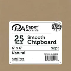 PA Paper&trade; Accents Natural 6" x 6" 52pt. Chipboard, 25 Pieces