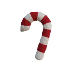 Hello Honey&reg; 22" Red & White Cotton Sherpa Candy Cane Shaped Pillow