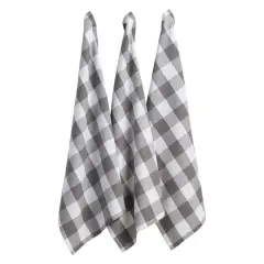 DII&reg; Gray & White Buffalo Check Dishtowel, 3ct.