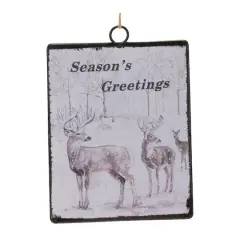 12ct. 6.25" Glass Seasons Greetings Deer Ornament Set