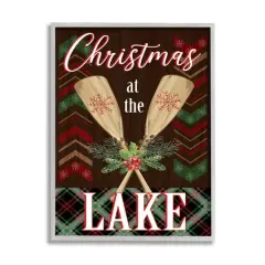 Stupell Industries Christmas At Lake Seasonal Oars Framed Giclee Art Gray