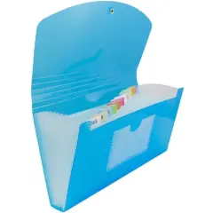 JAM Paper 5" x 10.5" Blue Plastic 13 Pocket Expanding Accordion File Folder, 2ct.