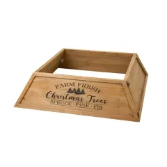 Glitzhome&reg; 40" Natural Wooden Trapezoid Farm Fresh Christmas Tree Collar