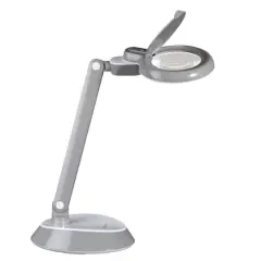 OttLite 14" Gray Space-Saving LED Magnifier Desk Lamp