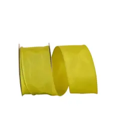 JAM Paper 2.5" x 25yd. Taffeta Wired Katy May 2 Ribbon Chartreuse