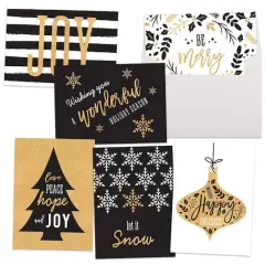 JAM Paper Black & Gold Peace & Joy Christmas Cards Set