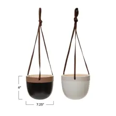 Hello Honey&reg; 7" Farmhouse Terracotta Plant Pots with Leather Hanger, 2ct.