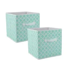DII&reg; 11" Nonwoven Polyester Lattice Storage Cubes, 2ct. Aqua