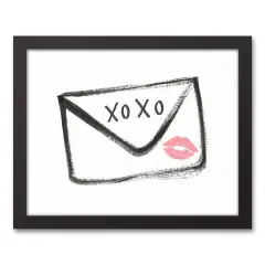 Kiss Mail 15.73" x 12.73" Black Framed Canvas