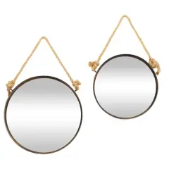 Brown Metal Industrial Hanging Wall Mirrors, 2ct.