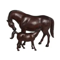 Dark Brown Horse Mom & Baby Sculpture 