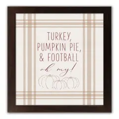 Turkey Pumpkin Pie & Football Walnut Framed Print Under Plexiglass