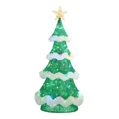 Glitzhome&reg; 74.5"H Lighted Christmas 3D Mesh Tree Outdoor Decor
