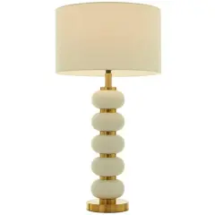 CosmoLiving by Cosmopolitan 28" Metal Orbs Style Base with Drum Shade Table Lamp White
