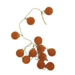 Hello Honey&reg; 6ft. Butterscotch Flocked Glass Ball Ornament Garland with Gold Cord