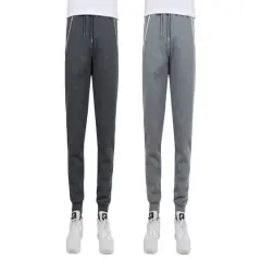 Galaxy by Harvic Men's Fleece-Lined Jogger Sweatpants With Zipper Pockets 2 Pack Charcoal and Gray
