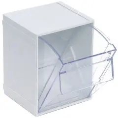 Quantum Storage Systems&reg; 5.25" x 6.25" White & Clear Individual Tip Out Bin