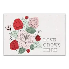 Love Grows Here Floral Canvas Wall Art