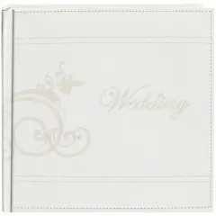 Pioneer&reg; Wedding Embroidered Scroll Leatherette Photo Album, 8" x 8"