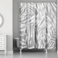 Tropical Leaves Shower Curtain Gray