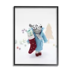 Stupell Industries Dalmatian Christmas Stocking Scene Framed Giclee Art Black
