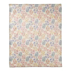 Colorful Floral Easter Eggs 50" x 60" Coral Fleece Blanket
