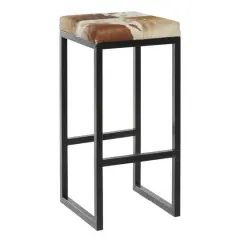 Brown Iron Industrial Stool, 29" x 14" x 14"