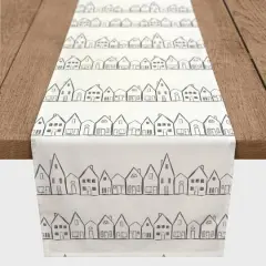 Simple House Pattern 16" x 90" Cotton Twill Runner