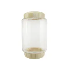 13.5" Cylindrical Transparent Glass Container with Wooden Base & Lid